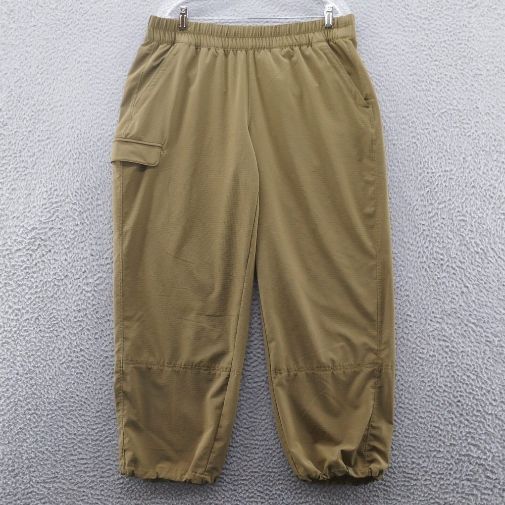 Athleta Bouncless Jogger Pants Womens Large Olive Green Ripstop Cargo Hiking